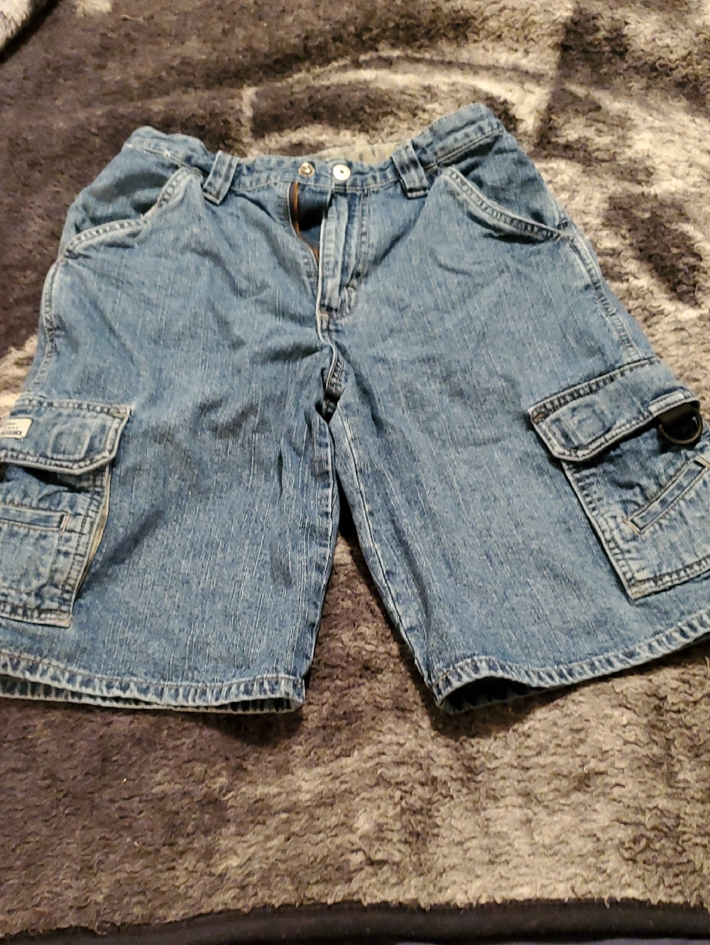 Authentic Original Vintage Style Kids Denim Cargo Shorts - Light Blue